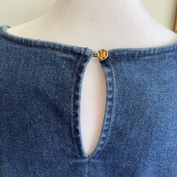 DRAPER JAMES Denim Puff Sleeve Sheath Shift Dress 10 - Picture 8 of 17